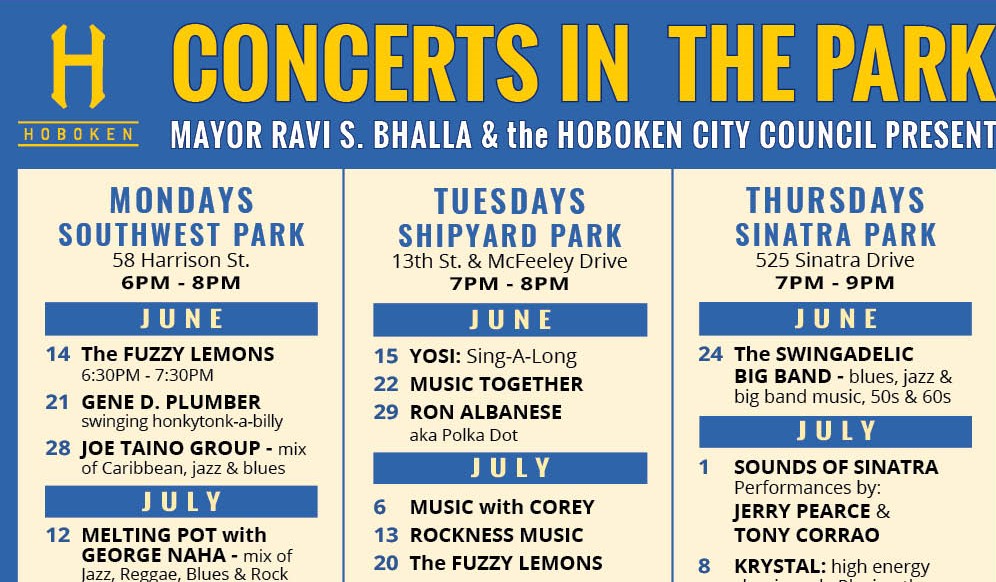 Hoboken will resume free outdoor concerts and movies plus annual Fall